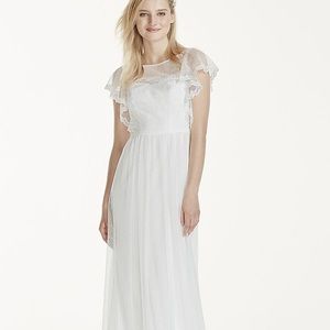 Galina Wedding Dress-FlutterSleeveMeshSheathLace